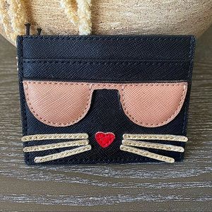 Karl Lagerfeld Black and Tan Cat Wallet